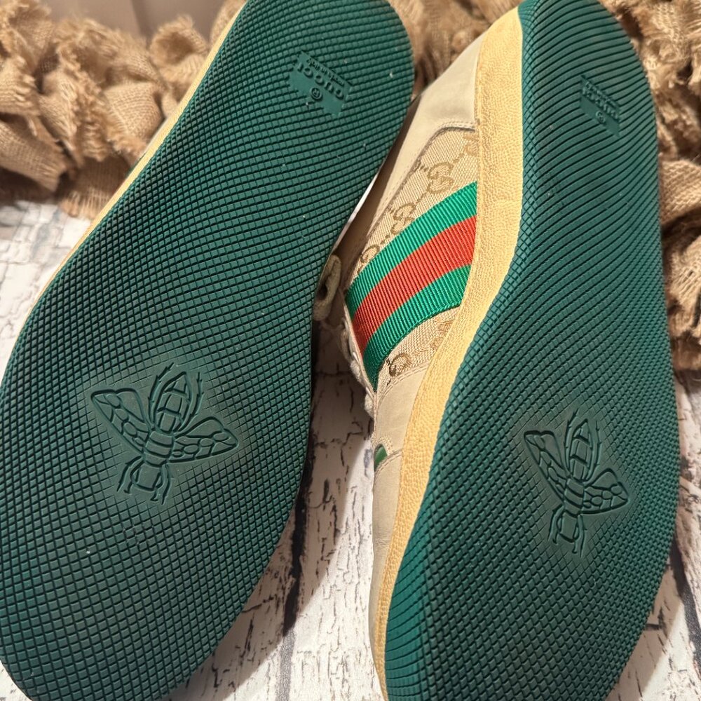 Men's Gucci Sneakers Vintage Style Green Cream Monogram - Picture 8 of 8